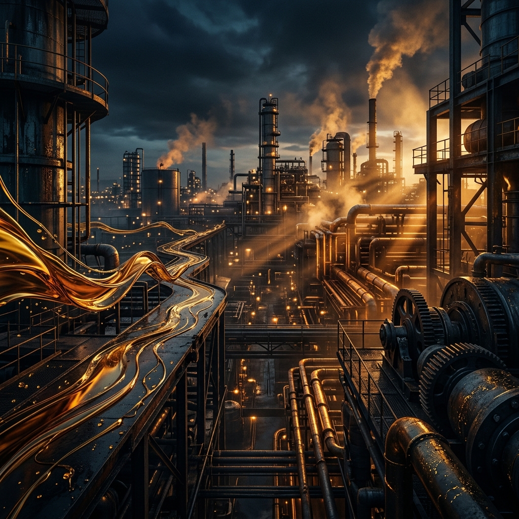 Industrial oil refinery background